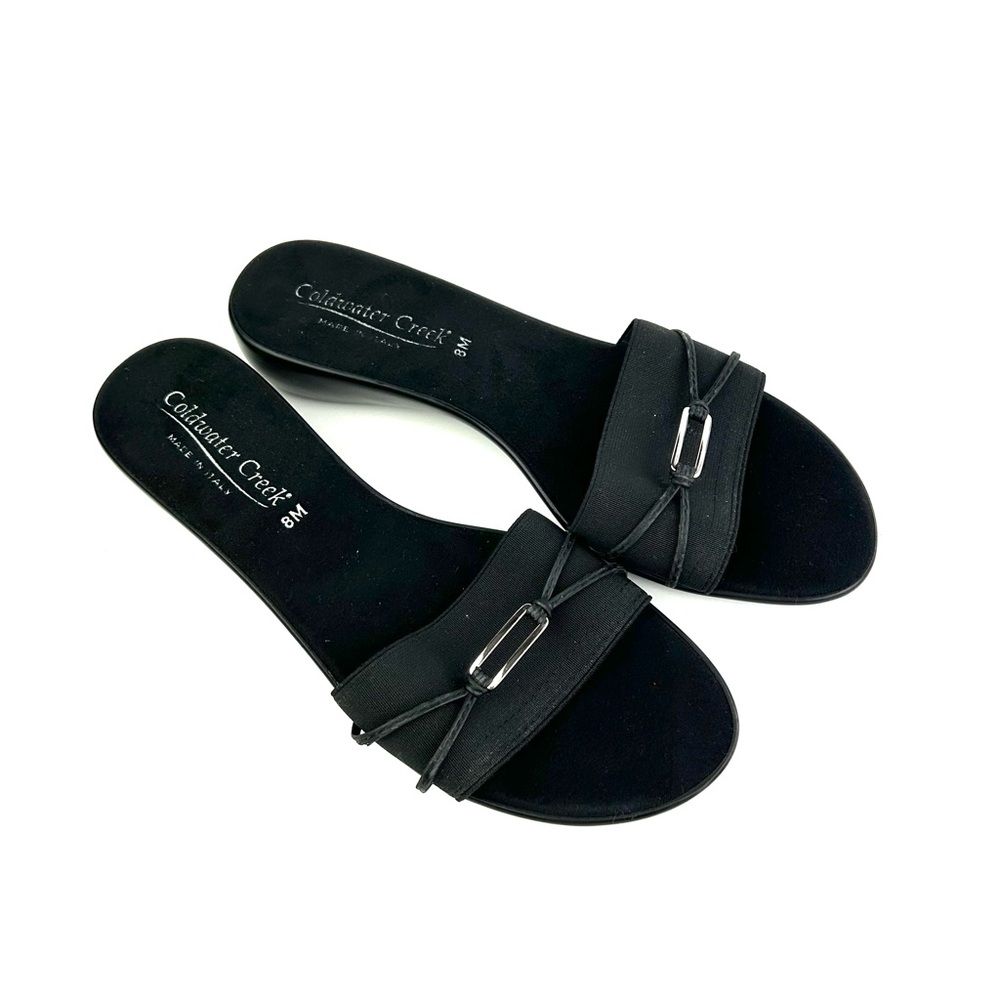 Coldwater creek made in Italy slip on sandals size 8M in black all man made